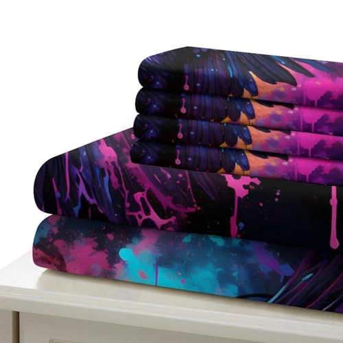 Parure de lit ailes de corbeau housse couette microfibre 3D 140x200 légère