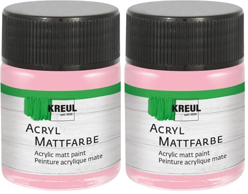 KREUL 75545 Pintura acrílica mate rosa pastel en bote de 50 ml al agua cremosa opaca de secado