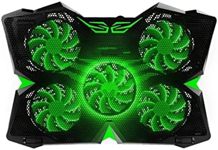 Laptop Cooler Pad with 5 Cooling Fans LED Lights USB Powered Chill Mat for 12-17 inch Laptops (Color : Red) (Green) image 3