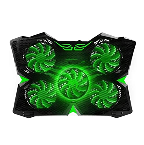 Base refrigeradora para laptop con 5 ventiladores de enfriamiento, luces LED y alimentación USB, compatible con laptops de 12 a 17 pulgadas (color: verde) miniatura 1
