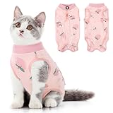 SUNFURA Cat Recovery Suit, Kitten Surgical Full Bodysuit for Abdominal Wound Protector Anti Licking After Surgery, Professional Bandages Cone E-Collar Alternative for Small Male & Female Pets
