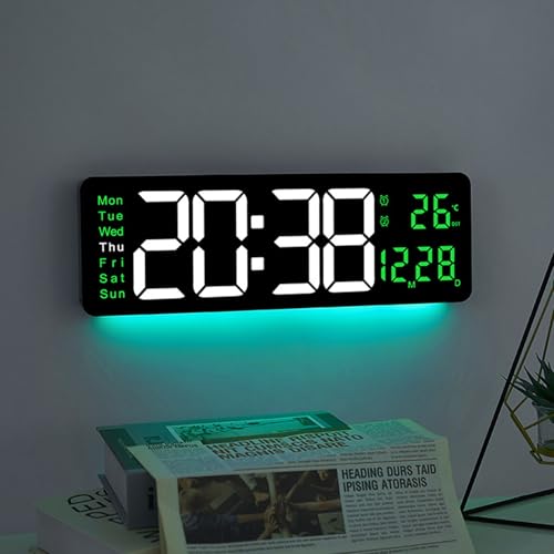 Horloge murale numérique avec télécommande pour salon et bureau