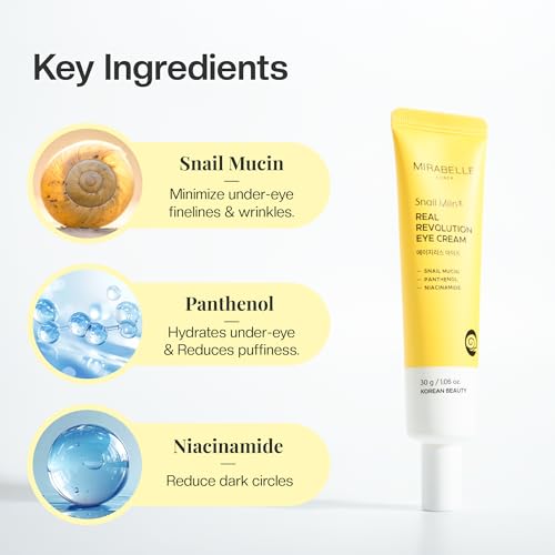 Image of Mirabelle Korea Snail Miin Real Revolution Eye Cream 30g | Reduces Dark Circles, Wrinkles & Fine Lines | Korean Skincare | For Women & Men