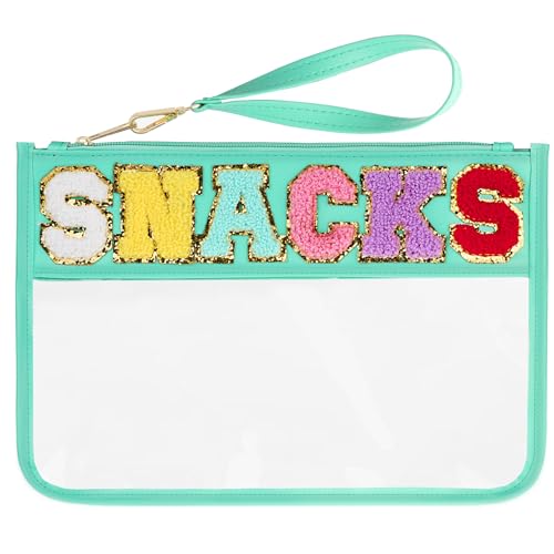 HIGH FIT Snack Bags Pouch Travel Makeup Bag Chenille Letter Patch - Waterproof Nylon Clear Cosmetic Bag/Tote Bag/Makeup Travel Bag/for Women Girls
