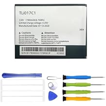 TLi017C1 Rechargeable Battery Compatible with Alcatel GreatCall Jitterbug Flip Phone, Ideal 4060A AT&T, Streak 4060O Cricket with Tools