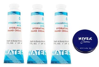 Bath and Body Works 3 Pack Water Hyaluronic Acid Hydrating Hand Cream. 1 oz. Travel Size Body Cream 1 Oz.