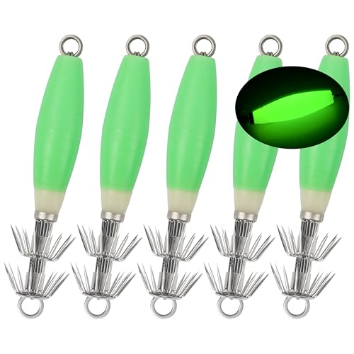 OROOTL Hameçons Lumineux pour Calamar en Eau salée, 5...