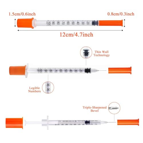 u-100 syringes with needle - 30g 51634 8mm 1mlcc disposable syringe individual wrapped 30pack