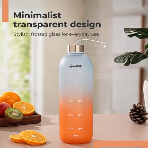 Image of Lifelong Glass Water Bottle 1000ml | Colorful Frosted Bottles for Kitchen Fridge | BPA Free, Odour-Free Water Bottle with Secure Cap | Bottle for School, Travel, Gym Work (LLBTGL02)
