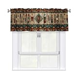 Ecixzyo Vintage Geometric Valance Curtain Window Valance Treatment Decor Small Window Curtains for Bedroom Kitchen Bathroom Living Room 1 Panel 54x18in