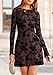 PRETTYGARDEN Women's 2026 Fall Fashion Floral Long Sleeve Mini Dress Mesh Bodycon Short Party Date Night Going Out Dresses (Brown Black,Medium)