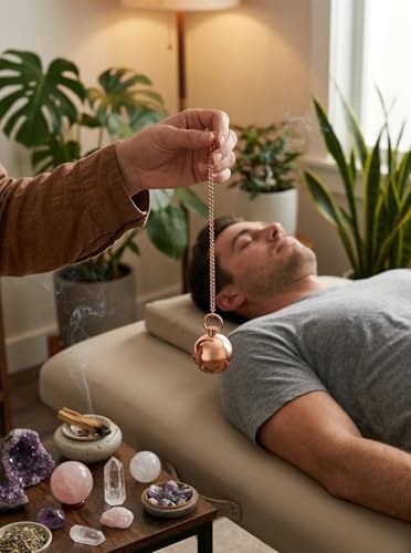 Image of Openable Round Ball Copper Pendulum for Reiki Healing, Dowsing & Chakra Balancing - Divination & Meditation Tool for Energy Cleansing