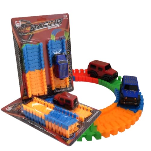 Conjunto de Pistas de Corrida Esportiva com Carrinho, Peças Flexíveis e Coloridas