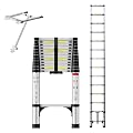 SEEKNEW Telescoping Ladder, 16.5 FT Aluminum Extension Ladder, 330 lbs Capacity with Triangular Stabilizers, Portable Collapsible Ladder for Roof, Home and RV; Silver