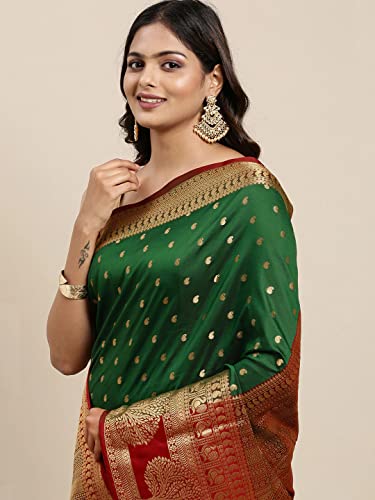 Image of Panzora Women's Banarasi Silk Saree With Unstitched Blouse Piece