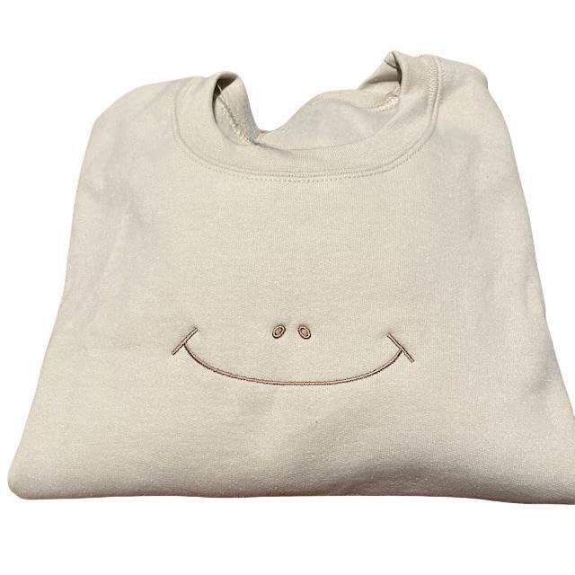 Smiley Face Embroidered Sweatshirt,Cute Hoodie,Unisex