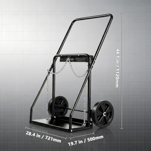 Image of Dual Welding Cylinder Cart, Oxygen Acetylene Tank Cart with 440LBS Weight Capacity, 10-Inch Solid Wheels and Tank Storage Safety Chains, Suitable for Double 12.5-Inch Dia. Gas Cylinders