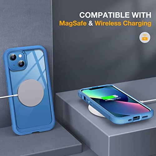 Miracase Compatible With Iphone 13 Case 6.1 Inch, 2021 Upgrade Full-Body Glass Clear Case Bumper Case With Built-In 9H Tempered Glass Screen Protector For Iphone 13 (Capri Blu) #TOP4