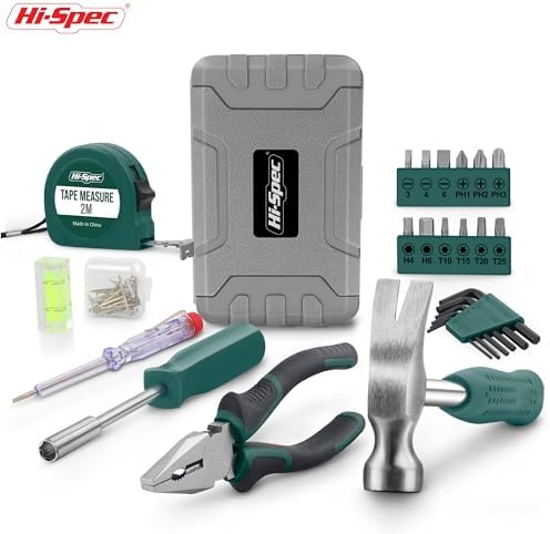 Hi-Spec 25pc Green Small Compact Hand Tool Kit Set for Home & Office DIY. Household Basic Toolkit Starter Repairs in a Portable Tool Box Case — view 6