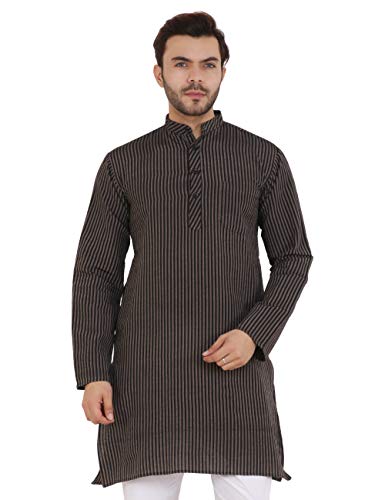 Image of LATEST CHIKAN Men's Cotton Blend Regular Striped Kurta