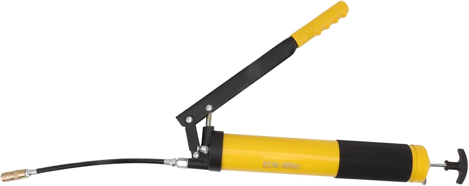10000PSI Grease - 600cc Manual High Pressure Grease for Cars, Trucks, Ships, Grass Cutters (Yellow Single Piston)