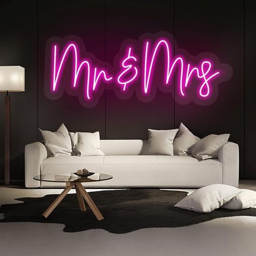 Letrero de luz de neón LED Mr&Mrs de 75X29CM para pared 5