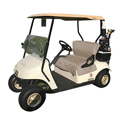 Formosa Covers | Reversible Golf Cart Seat Cover, Protect Your Thighs from Hot Seats, Stay Warm in Winter with Microfleece for Golf Lovers | Black and Taupe
