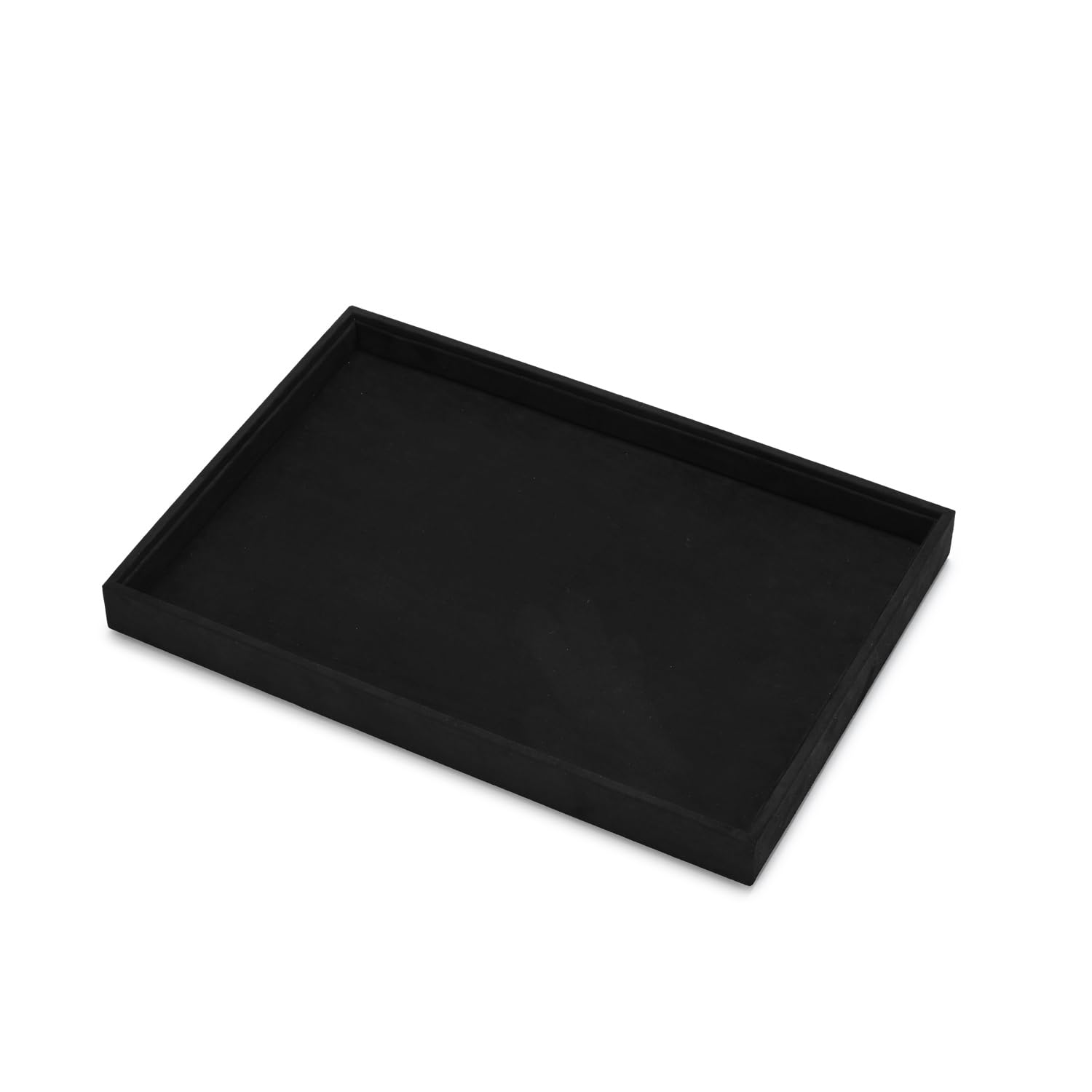 Oirlv Noir Plateaux de Bijoux en Microfibre - Organiseur Plat pour Anneaux, Colliers et Montres - Présentoir D'affichage