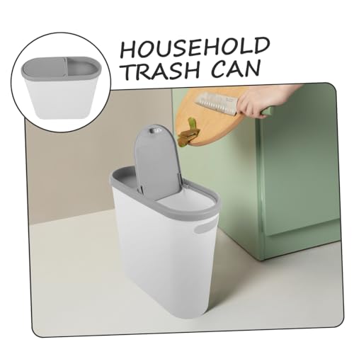 Caneca de basura rectangular blanca con tapa para baño miniatura 6