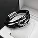 Rockyu Men's Black Leather and Stainless Steel Dragon Bracelet 210mm Length 11mm Width Edgy Design Fashion Jewelry