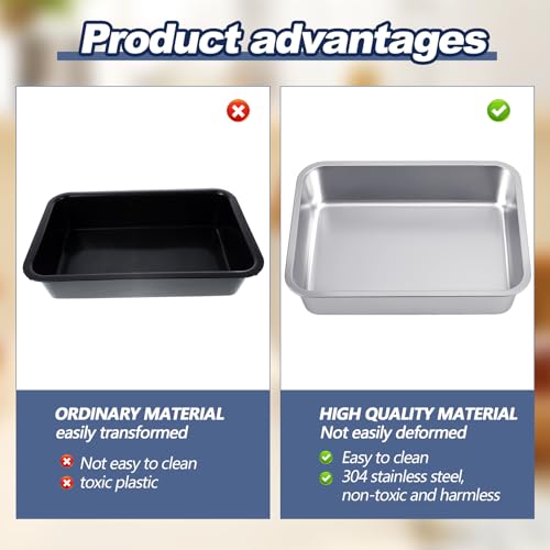 Tiangrid Stainless Steel Commercial Bus Tubs Box Tote Box Dishwashing, Utility, Meat Prep Tub(2 Pack,13 L) - Thumbnail 3