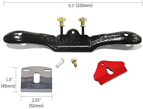 9.3''/235mm Adjustable Spokeshave with 4 Replacement Blades, Planer with Flat Base, Metal Blade Wood Working Hand Tools Perfect for Planing Trimming Wood Working Tools,Spoke Shave Woodworking
