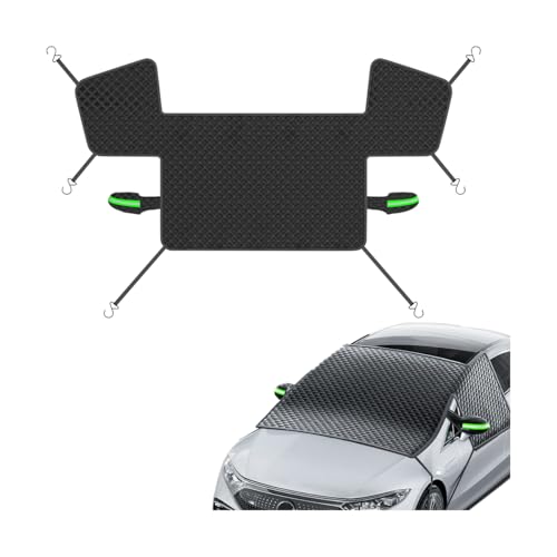 Sandfren Car Windshield Snow Cover, Waterproof Vehicle Windscreen Front Window Snow Ice Protector with Side Mirror Cover, Removal Auto Windshield Frost Protection, Universal Fit (Black)