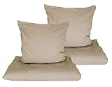 Mikrofaser Seersucker Bettwäsche Uni 135x200 80x80 beige Set 4tlg