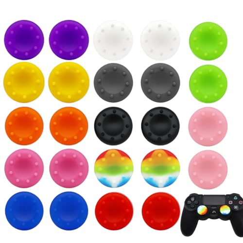 WMUVAZA Silikonkappen mit Grip, 24 Stück Thumbstick Grip Kappen, Daumen Kappen Grip Zubehör Set Analogstick Aufsätze Schutzkappen für PS5 PS4 Controller Sticks Joystick Schutz Aufsätze