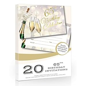 Olivia Samuel Einladungskarten zum 65. Geburtstag, Champagner-Stil, 20 Stück