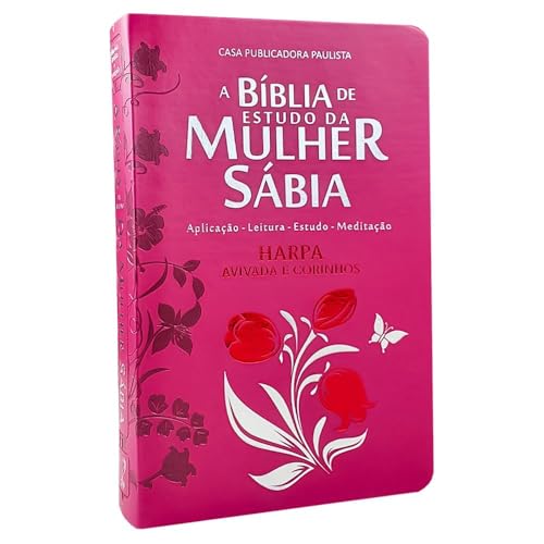 Bíblia da mulher sábia com harpa - tulipa pink