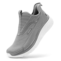 FitVille Mens Wide Fit Slip On Trainers Extra Wide Width Walking Shoes, High Rebound Wide 7 UK Tempest Shadow