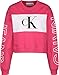 Produktbild Calvin Klein Jeans Damen Blocking Satement Logo Crew Neck Pullover, Himbeersorbet/CK Schwarz, XL