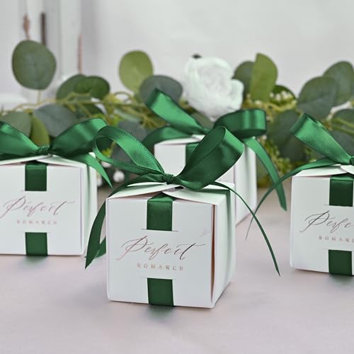 Image of Double Face Forest Green Satin Ribbon 1 /2 inch X 50 Yards Polyester Forest Green Ribbon for Gift Wrapping Very Suitable for Weddings Party Invitation Decorations and More
