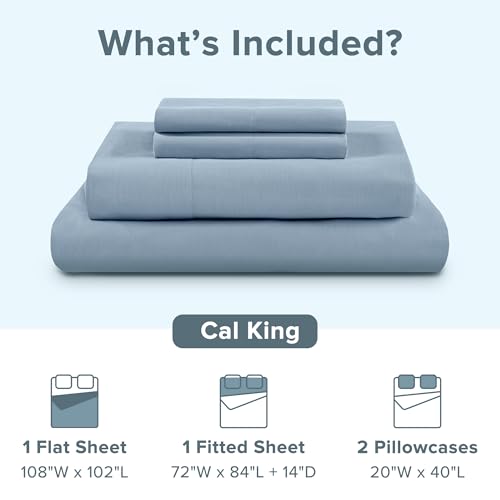 Image of Comfort Spaces 100% Cotton Percale Sheets Cal King Sheet Set 4 Pcs, Blue