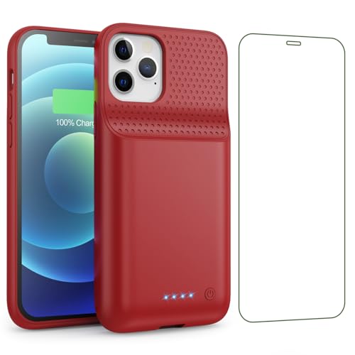 QTshine Battery Case for iPhone 12/12 Pro [2025 Upgraded] 10800mAh Ultra-Slim Portable Extended Charger Case Cover for iPhone 12/12 Pro Charging Case (6.1 Inch)-Red