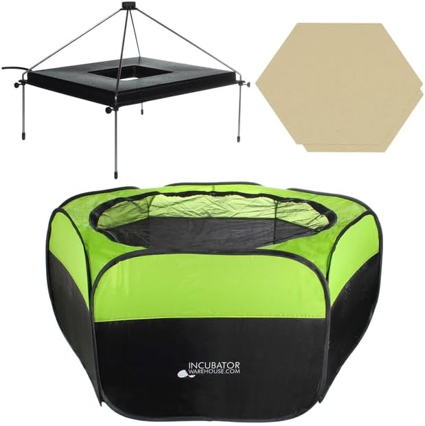 Incubator Warehouse Insta Brooder con placa calefactora Vrooder - Corralito desplegable de pollo con parte superior de malla extraíble - Pluma de