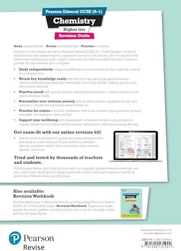 Revise Edexcel GCSE (9-1) Chemistry Higher Revision Guide: (with free online edition) (Revise Edexcel GCSE Science 16)