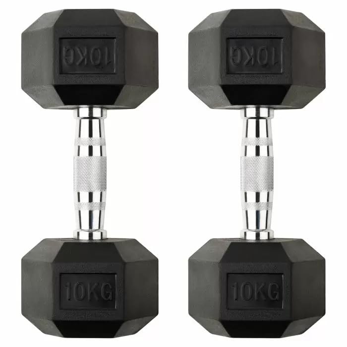 Juego de mancuernas hexagonales de 5 kg, 7,5 kg, 10 kg, para levantamiento de pesas, culturismo, acero recubierto de goma, hexagonal, para hombres y mujeres, equipo de gimnasio (10 kg)