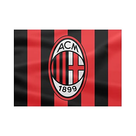 AC Milan Flagge, kleine Grafik mit Streifen und Logo, 50 x 70 cm, Rot/Schwarz, Polyester, Einheitsgröße Cover