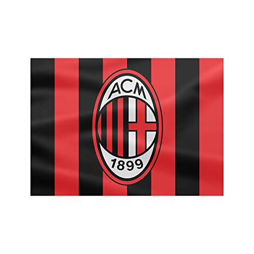 AC Milan Bandiera Piccola con Logo, 50x70 cm, Poliestere, Prodotto ufficiale, Rossonero