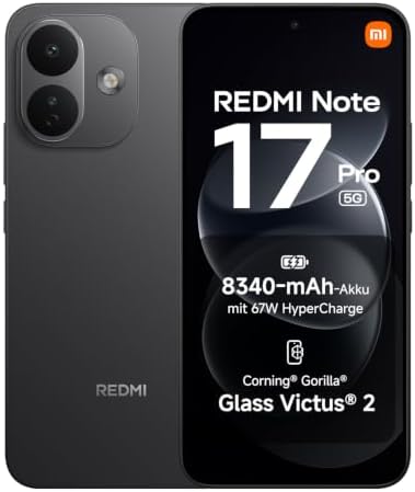 Xiaomi REDMI Note 17 Pro 5G, Smartphone 8+512 GB, Black, 8340 mAh Akku | 50MP Kamera mit OIS, 67W HyperCharge, Snapdragon® 6s Gen 4, 3500 Nits Flaggschiff-Display, Xiaomi HyperAI