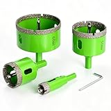 【Conception de perçage professionnelle et hautement efficace】: Ensemble de forets pour carrelage avec un revêtement en diamant épais et uniforme, permettant un perçage rapide et sans effort. Un grand trou de passage sur le côté permet le refroidissement à l'eau et l'élimination facile des copeaux, garantissant ainsi une performance de perçage fluide et stable tout au long du processus