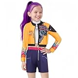 Lgandpg Rumi Costume for Girls Pop Singers Dress Up Include Jacket T-Shirt Shorts 3PCS Set Orange